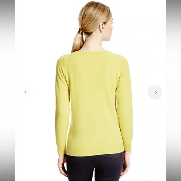 Talbots Chartreuse Yellow Pure Cashmere Long Sleeve Scoop Neck Sweater Size XS - Picture 7 of 11